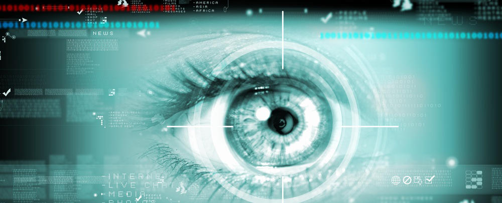 Digital image of woman's eye. Security concept
