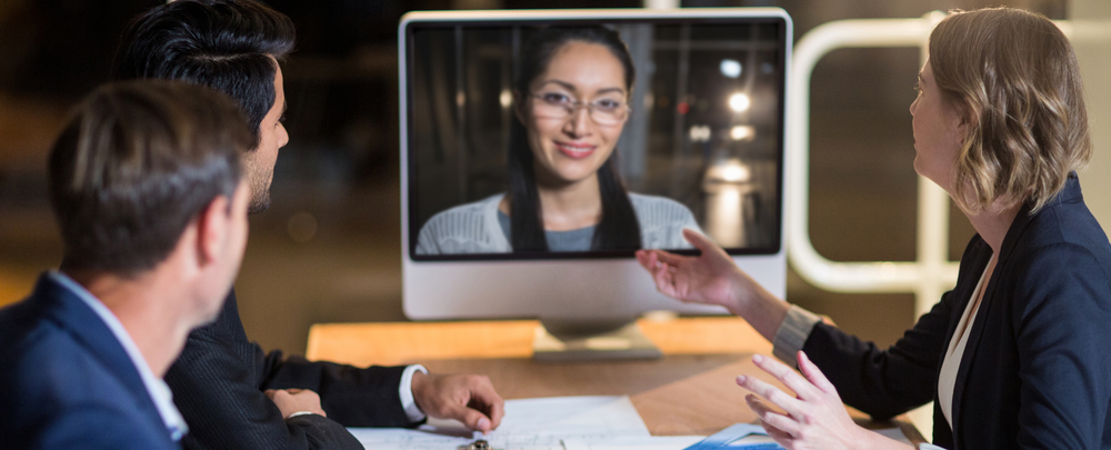 Business team having video conference in the conference room-1